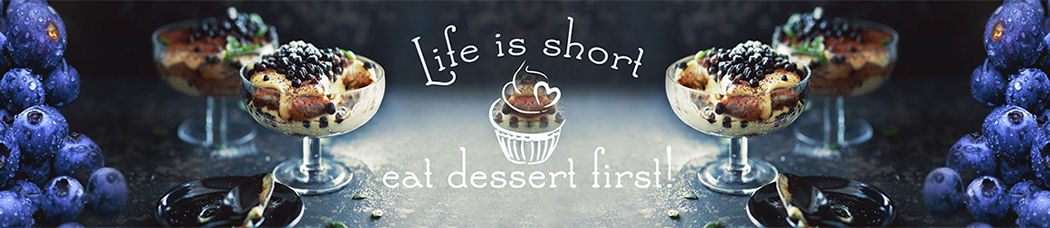 Скинали для кухни - голубика, ягоды, черника, десерт, ягодный, life is short, пирожное, надписи, слова, текст