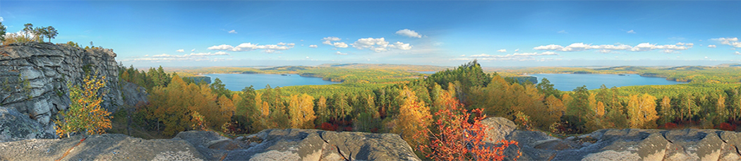 Скинали для кухни - панорама, перспектива, озеро, горы, пейзаж, осень, холм, камни, скалы, утес, дерево, растительность, леса, деревья, зелень, небо, облака, золотая осень, пожелтевшие листья
