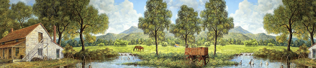Природа, картина, маслом, панорама, лошадь, телега