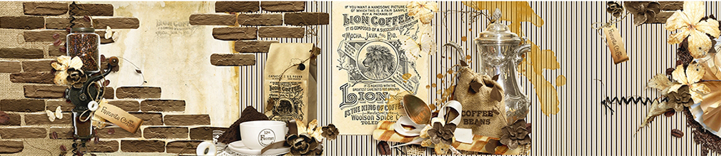 коричневые кирпичи, стена, лофт, чашка, кофе