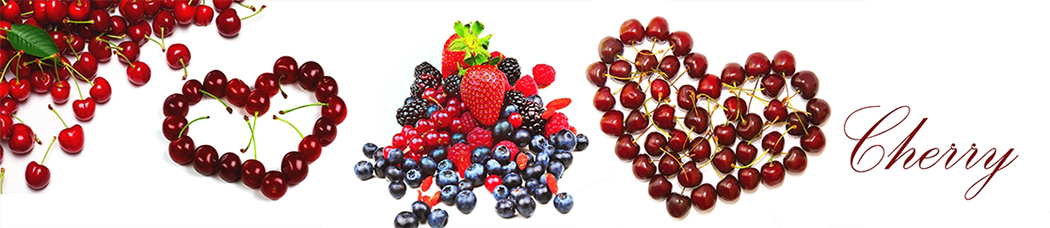 Скинали для кухни - белый фон, десерт, пирожное, ягоды, cherry, вишни, вишня, вишневый, ежевика, голубика