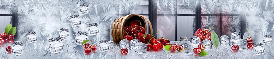Изображения для кухонных фартуков.  Морозный узор, ягоды, вишня - 5916