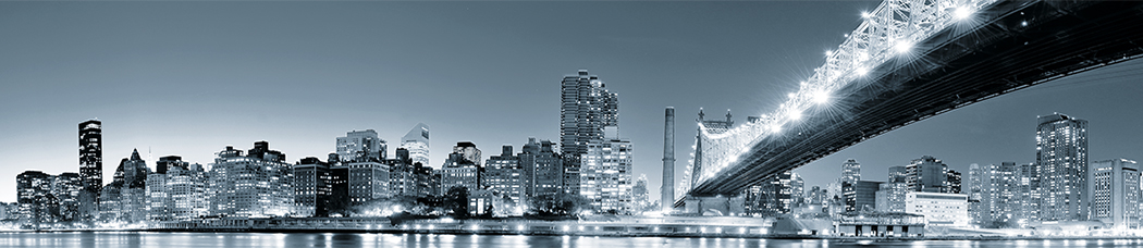 Скинали для кухни - нью-йорк, бруклинский мост, манхэттен, огни большого города, небоскребы, высотки, высотные здания, гудзон, отражение, мост, градиент, ночной город, панорама, перспектива, подсветка, голубой